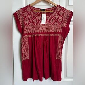 NWT Tolani / Red Embroidered Women's Top / L